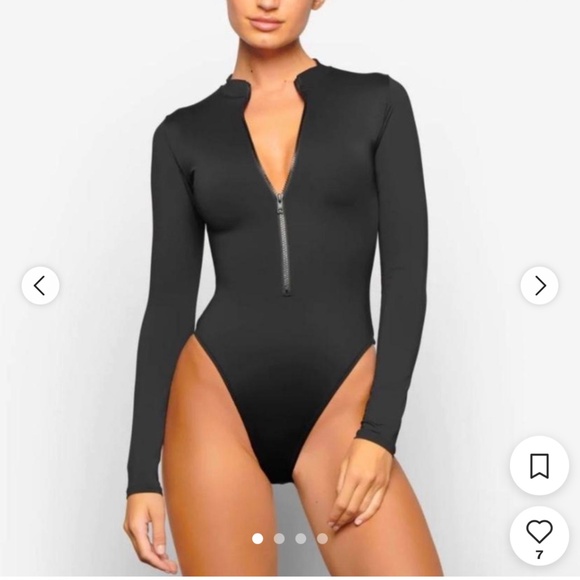 Skims Swim Zip Front Long Sleeve One Piece - Picture 1 of 5